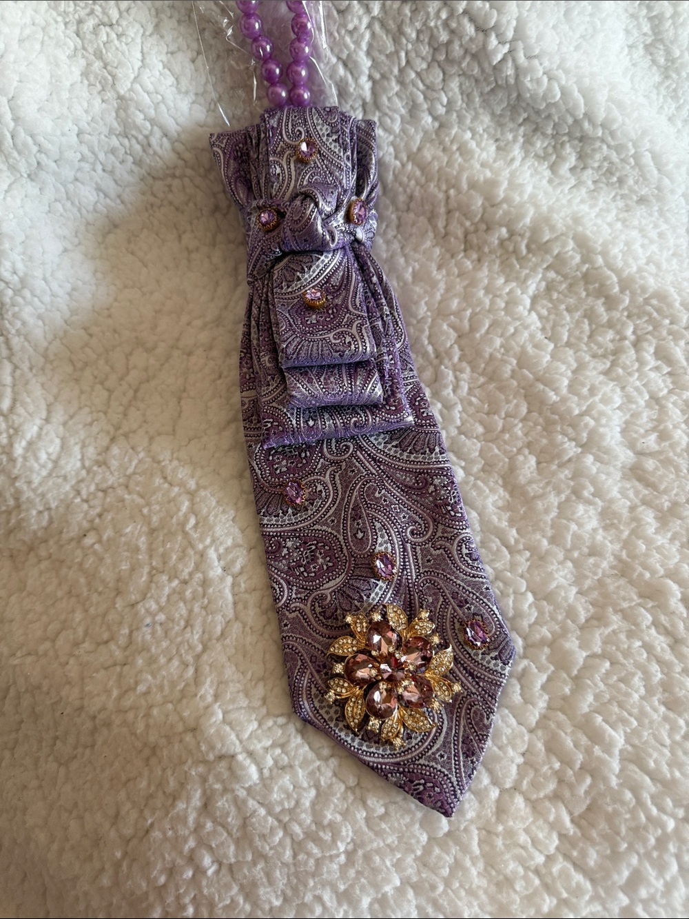 Lavender Paisley Crystal Pendant Necklace